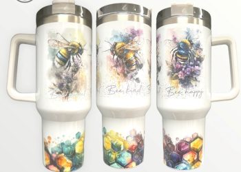 feature image Bee Happy 40Oz Quencher Tumbler Cup 40 Oz Stainless Steel Stanley Cups Dupe With Handle laughinks 1
