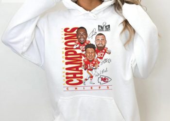 feature image Chris Jones Travis Kelce Patrick Mahomes Kansas City Chiefs Super Bowl Lviii Champions Caricature T Shirt hotcouturetrends 1