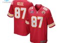 feature image Travis Kelce 87 Kansas City Chiefs Super Bowl Lviii Patch Game Youth Jersey Red stylepulseusa 1