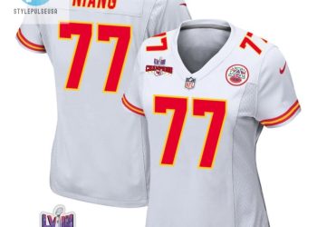 feature image Lucas Niang 77 Kansas City Chiefs Super Bowl Lviii Champions 4 Stars Patch Game Women Jersey White stylepulseusa 1