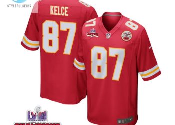 feature image Travis Kelce 87 Kansas City Chiefs Super Bowl Lviii Champions 4 Stars Patch Game Youth Jersey Red stylepulseusa 1