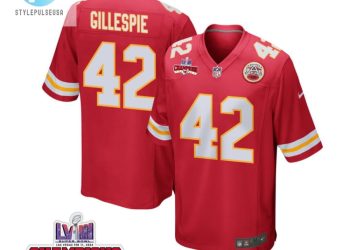 feature image Tyree Gillespie 42 Kansas City Chiefs Super Bowl Lviii Champions 4 Stars Patch Game Youth Jersey Red stylepulseusa 1