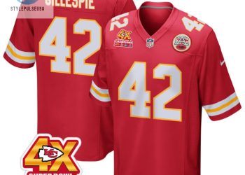 feature image Tyree Gillespie 42 Kansas City Chiefs Super Bowl Lviii Champions 4X Game Men Jersey Red stylepulseusa 1