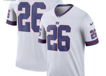 feature image Mens New York Giants Nike Saquon Barkley White Color Rush Legend Jersey stylepulseusa 1