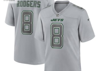 feature image Mens New York Jets Aaron Rodgers Nike Heather Gray Atmosphere Fashion Game Jersey stylepulseusa 1