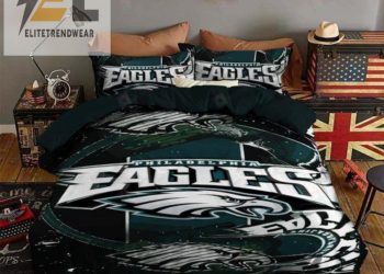 feature image Philadelphia Eagles Bedding Set Sleepy Halloween And Christmas Duvet Cover Pillow Cases elitetrendwear 1