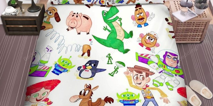 feature image Walt Disney Toy Story Characters In Colorful Doodle Pattern Bed Sheets Duvet Cover Bedding Sets elitetrendwear 1