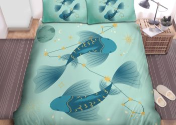 feature image Sleep Like A Fish Pisces Star Sign Duvet Cover Set elitetrendwear 1