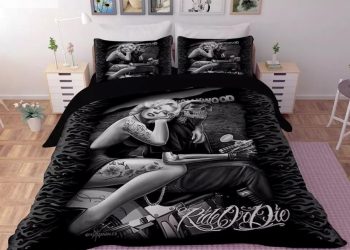 feature image Epic Skull Girl Motorcycle Bedding Ride Or Die In Comfort elitetrendwear 1
